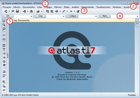 Interfaz principal de Atlas.ti